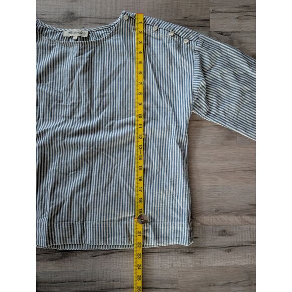 Madewell Convertible Cold-Shoulder Top in Chambray Stripe, Medium (A6) - Picture 8 of 8